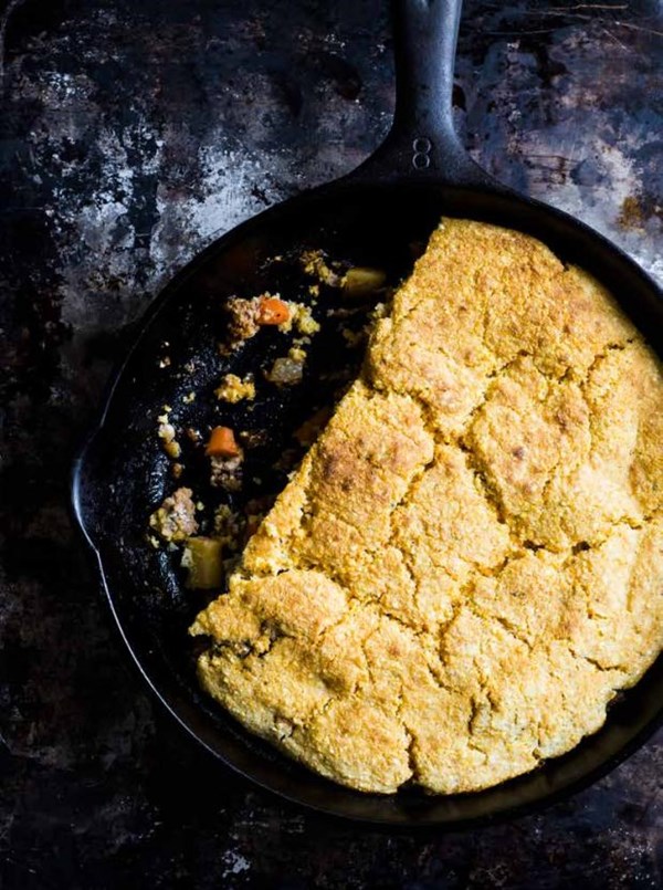 Root and sausage pie