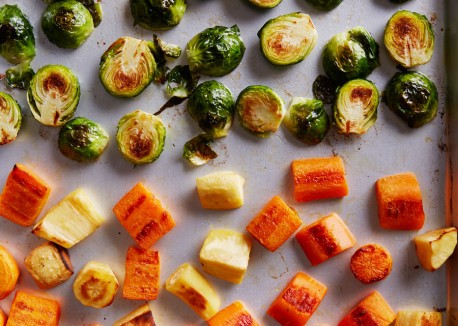 Root vegetable medley with Brussels sprouts