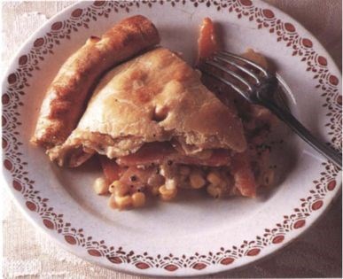 Root vegetable pie with parsnip pastry