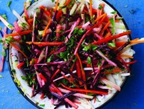 Root vegetable slaw with labneh