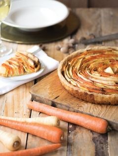 Root vegetable spiral tart