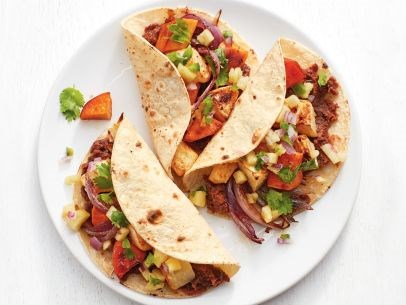 Root vegetable tacos with pineapple salsa