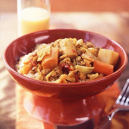 Root vegetable tagine with lentils