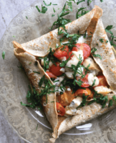 Roquefort and cherry tomato crêpes