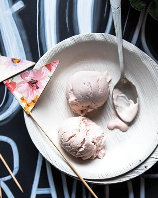 Rose & strawberry ice cream