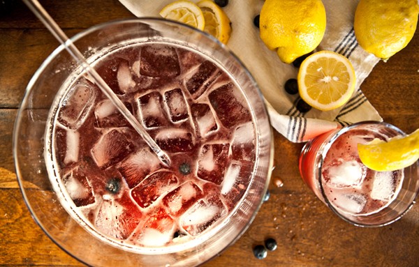 Rosé, bourbon, and blue