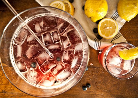 Rosé, bourbon, and blue