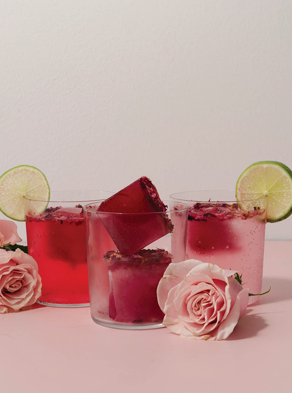 Rose hibiscus ice cubes
