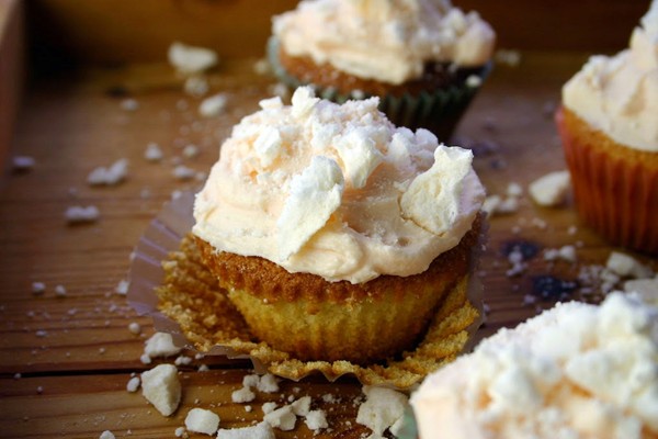 Rose meringue cupcakes with a kirsch & cherry jam filling