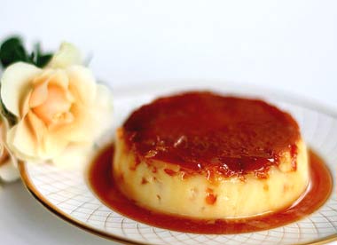 Rose petal flan