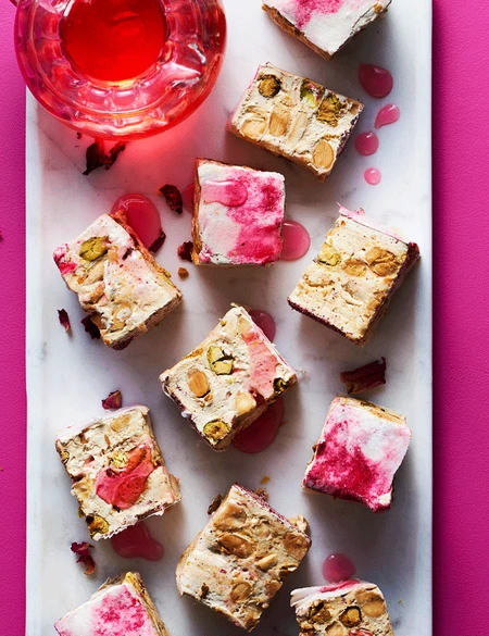 Rose ripple and lemon nougat