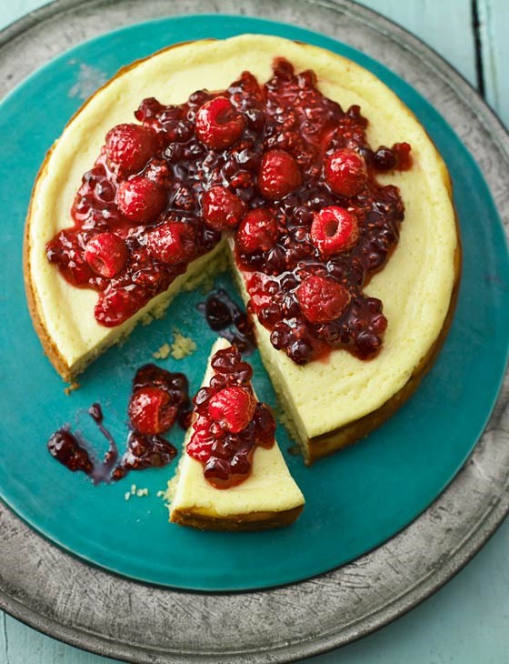 Rose-scented cheesecake on a coconut base with berry compote recipe ...