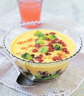Rose-scented mango dessert