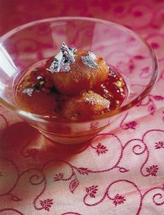 Rose syrup dumplings