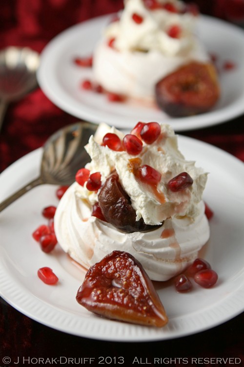 Rose syrup poached fig & pomegranate Pavlova recipe