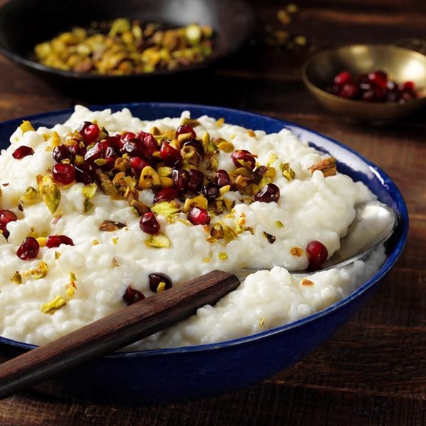 Rose water rice pudding