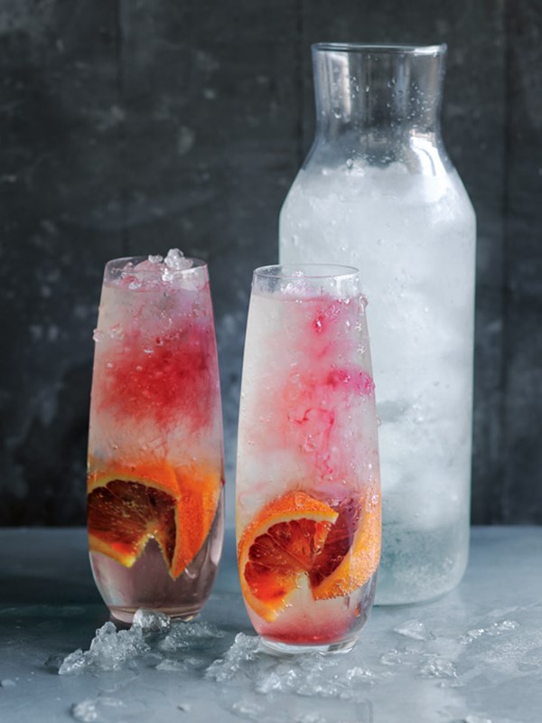 Rosehip, raspberry and blood orange cocktail
