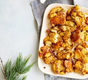 Rosemary & thyme smashed potatoes 