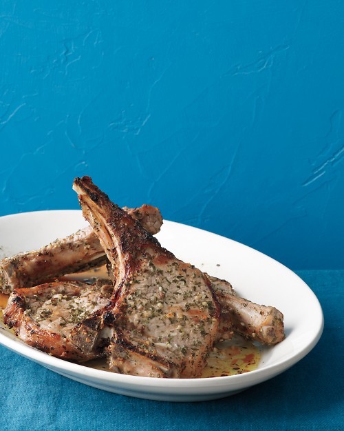 Rosemary-anchovy pork chops