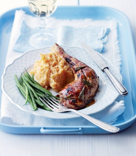 Rosemary and honey roast chicken with garlic mash