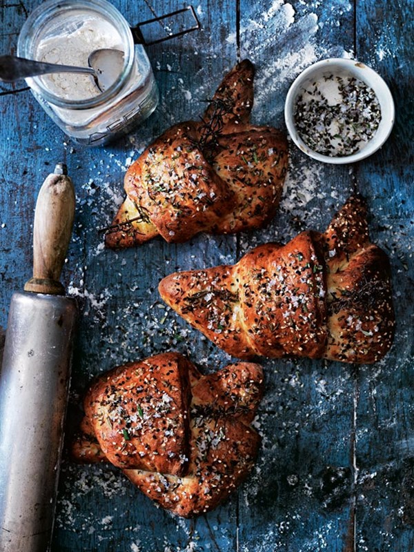 Rosemary and provolone seeded knots