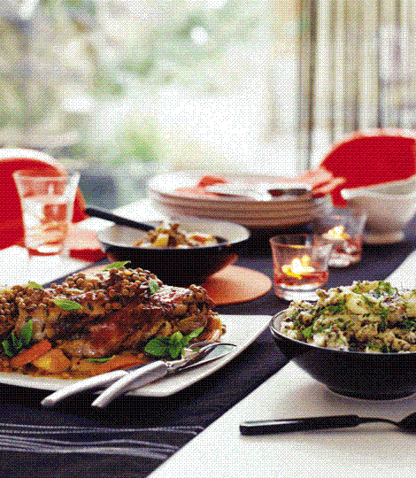 Rosemary and redcurrant lamb shoulder with winter vegetables