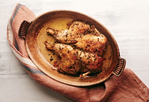 Rosemary-black pepper roasted spatchcocked chicken