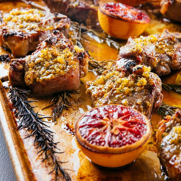 Rosemary-blood orange lamb chops