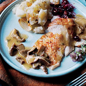 Rosemary butter-rubbed turkey with porcini gravy