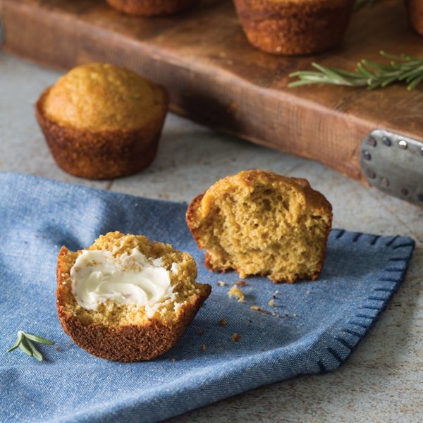 Rosemary-cane syrup cornbread muffins