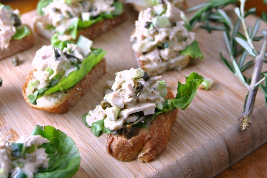 Rosemary caper tuna salad toast