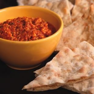 Rosemary flatbread with yellow split pea spread