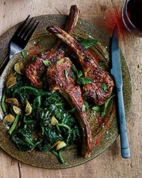 Rosemary-garlic lamb chops with pimentón and mint