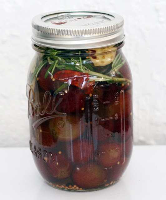 Rosemary-ginger pickled red grapes