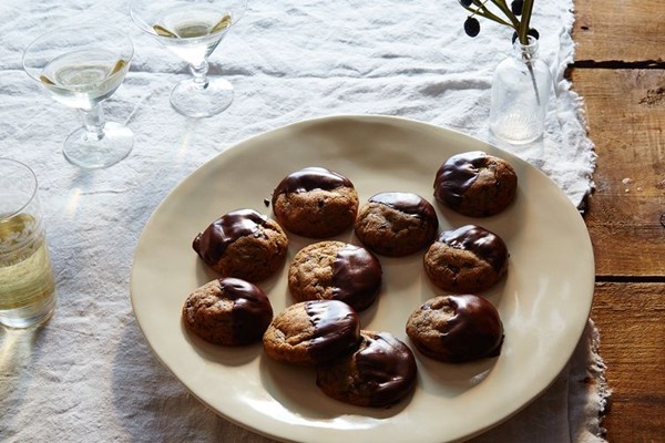 Rosemary, Hiddles, & honey chocolate-dipped cookies