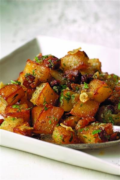 Rosemary home fries with pancetta, Parmesan, and parsley