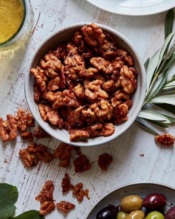 Rosemary honey and mustard roasted walnuts