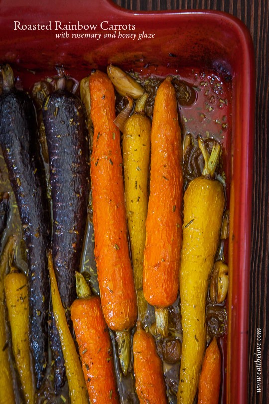 Rosemary honey orange glazed roasted rainbow carrots