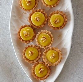 Rosemary-lemon tartlets with pine nut shortbread