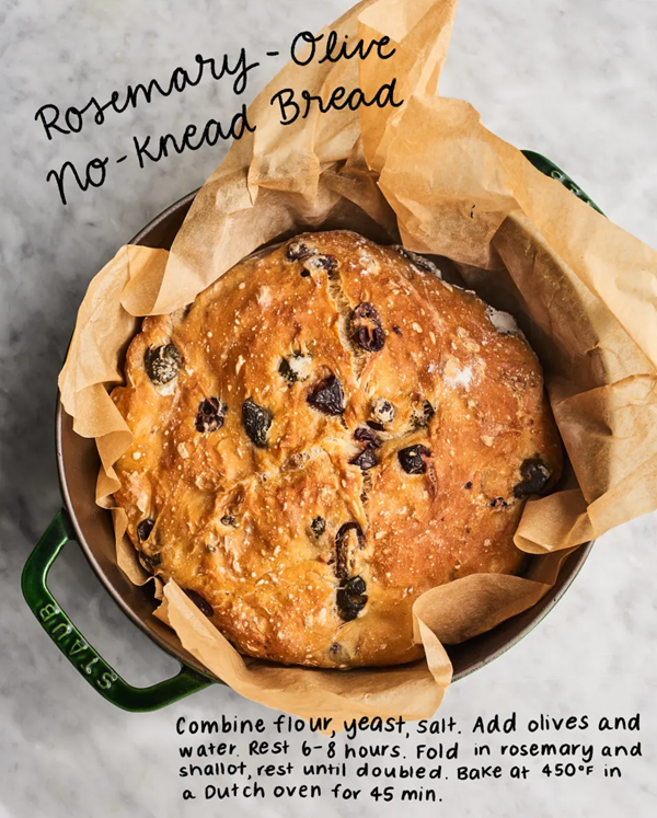 Rosemary olive no-knead bread
