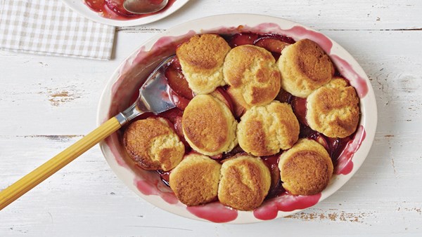 Rosemary plum cobbler