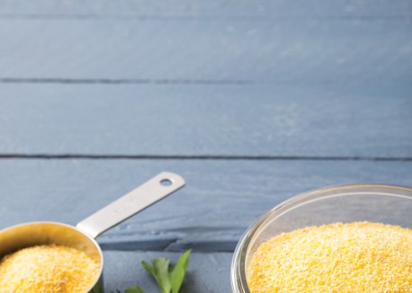 Rosemary-roasted root vegetable and polenta bowl