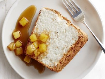Rosemary-thyme angel food cake with pineapple compote