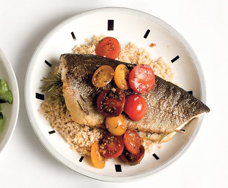 Rosemary trout with cherry-tomato sauce