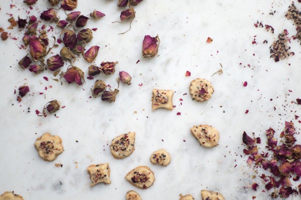 Rosewater shortbread cookies