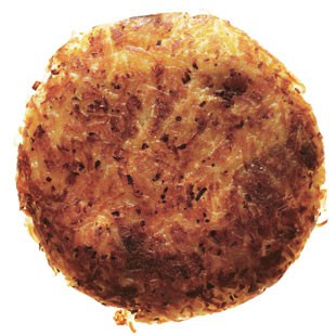 Rösti-style potato latkes with rosemary and brown butter applesauce