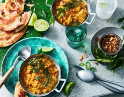 Roti canai with yellow lentil curry