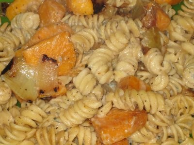 Rotini with butternut squash in a Gorgonzola cream sauce