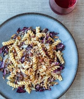 Rotini with radicchio, Fontina, and hazelnuts