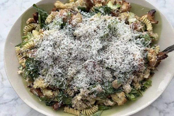 Rotisserie chicken Caesar pasta salad